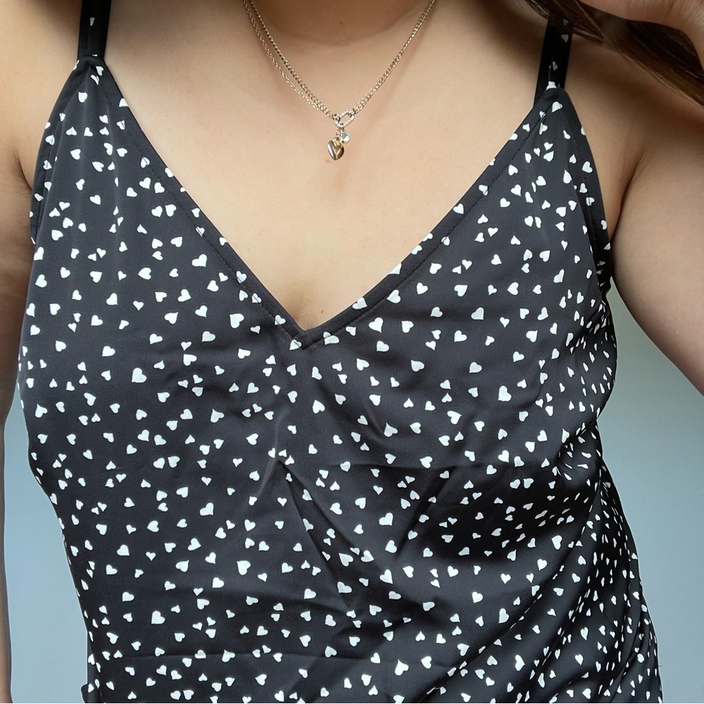 Black and White Heart Pattern Tank Top